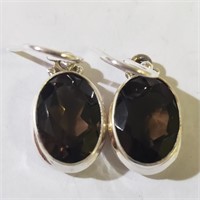 $180 Silver Smokey Quartz Earrings