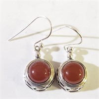$120 Silver Red Agate Earrings