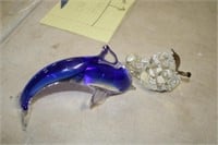 GLASS DOLPHIN AND FRUIT