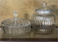 Pair of clear glass candy dishes