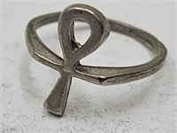Vintage Sterling Silver Egyptian Ankh Ring Sz.4.5