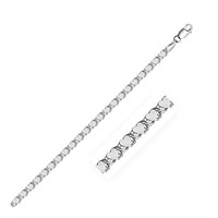 14k White Gold Heart Anklet 2.9mm