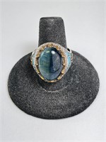 Men's Sterling Agate/Turquoise Ring 10 Gr S-10.5