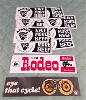 Vintage Bumper Stickers - Eat More Beef, Rodeo,