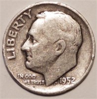 1952-D Roosevelt Silver Dime - Lightly Circulated