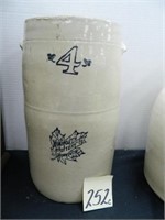 Monmouth Pottery 4 Gal. Crock Churn w/ Molded -