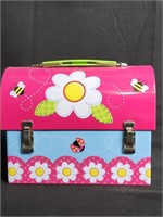 Garden Girl Pink Floral Metal Lunch Chest