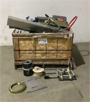 Crate of Assorted Metal Parts and Conveyor Parts-