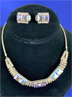 Set of Rhinestone Earrings & Necklace