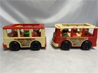 VINTAGE FISHER PRICE RACE CAR/ 2 MINI BUS