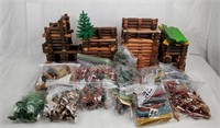 Large Tote W/ Different Soldiers & Lincoln Logs