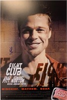 Autograph Fight Club Brad Pitt Poster