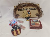 Rooster Coasters, Patriotic Lights, Sign
