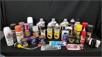 2 Boxes Of Misc Spray Paint, Motor Oil,