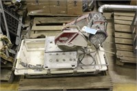 Wet Tile Saw, Cracked Tub With Patched Hole,