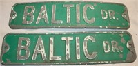 2 Street Signs "Baltic Drive", 24" x 6"