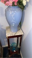 Marble Top Plant Stand and Vase