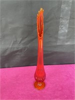 MCM Fenton amberian swung vase, thumbprint