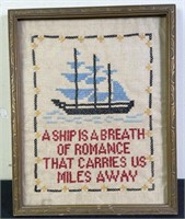 ‘A Ship Is A Breath…’ Framed Needlepoint
