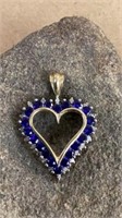 10kt Gold, diamond and sapphire heart pendant