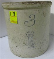 3 GALLON BLUE RIBBON CROCK