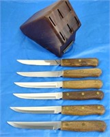 Tramontina Steak Knives (6) w/ Wood Block