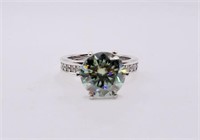 925S 5.0ct Green Moissanite Diamond Ring