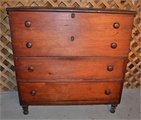 Pine tall blanket chest with 2 long drawers