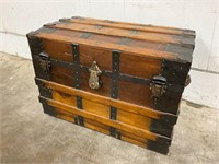 Incredible Antique Wood Trunk
