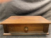 Vintage Wooden Box W/ Drawer 15.5" L x 4.5 " H x