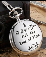 Silver I Love You to the End of Time Pocket Watch