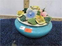 POTTERY BOWL W/ FLOWERS -- ITALY