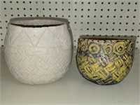 Lot of 2 Clay Pottery Bowls or Flower Pots