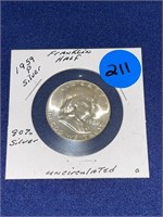 1959-P Franklin Half Dollar 90% Silver Unc