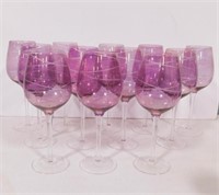 12 purple shaded 10" wine glasses