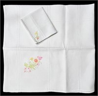 Hand-Embroidered Table Cover & Napkin