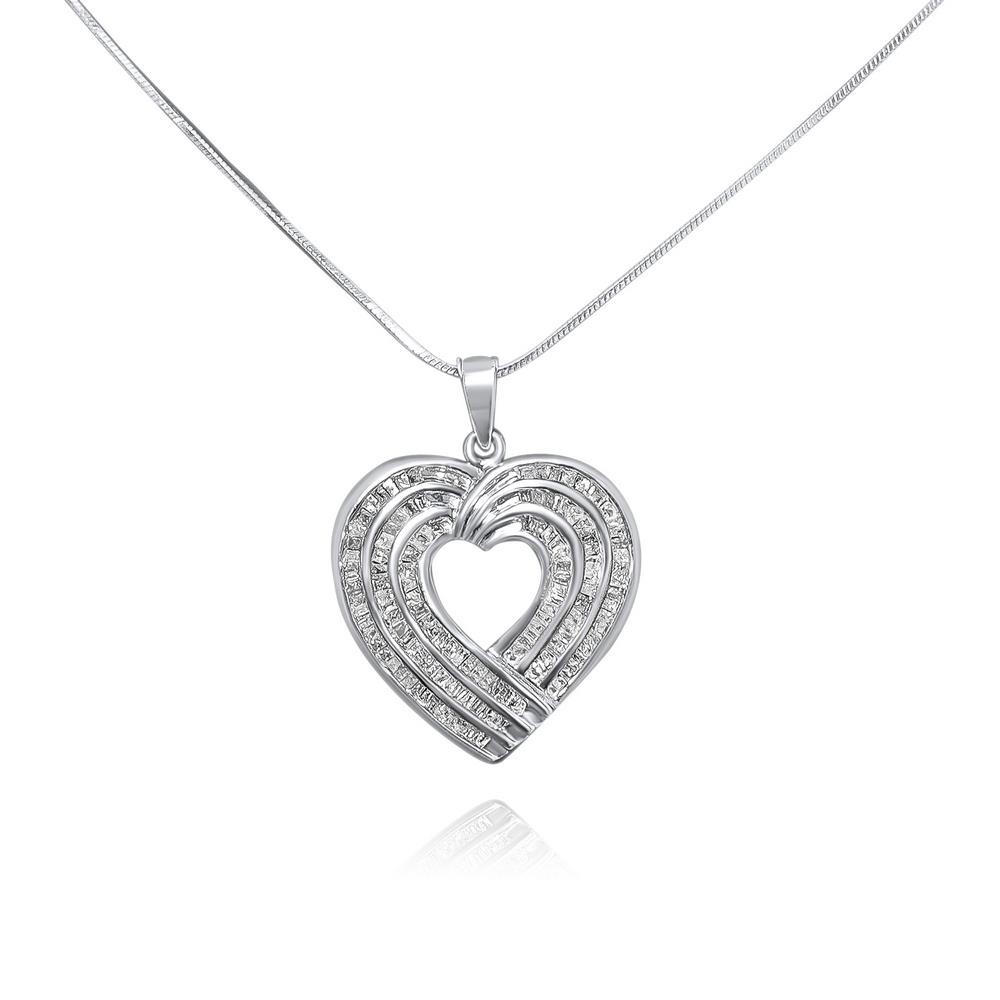 14K WHITE GOLD 4.00CT DIAMOND HEART PENDANT