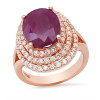 14K ROSE GOLD 2.25CT RUBY 1.50CT DIAMOND RING