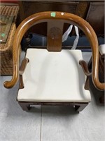 Heavy Wood Occasional Chair With White Seat Pad