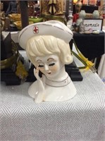 Vintage nurse head vase