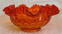 Fire orange Fenton Coin glass bowl