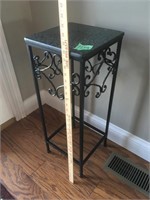 28" marble top, iron base plant stand