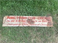 1953 MODEL T FORD CLUB CHICAGO IL SIGN