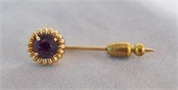 Amethyst and Gold Stick Pin