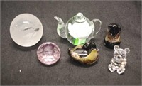 Five various Art Glass decorative paperweights