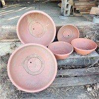 2 XXL & 3 Large Plastic Planter Bowls