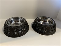 CAST IRON CAT FOOD  BOWLS 7 IN
