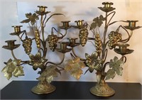 PAIR FLORENTINE BRASS CANDLEABRAS