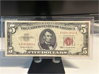 1963 Series Red Seal Five Dollar Bill