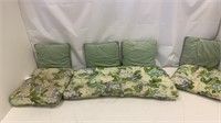 3 Cushions &  4 Pillows Lot Green/flower Design